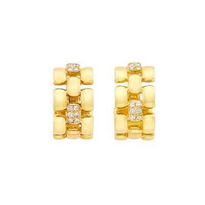 Lot 66 - Pair of Gold and Diamond Hoop Earrings, Chopard