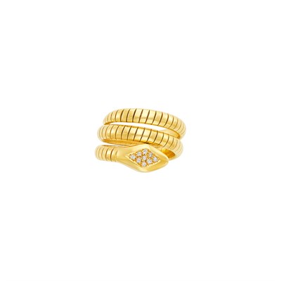 Lot 259 - Gold and Diamond Snake Ring