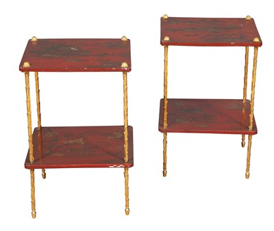 Lot 177 - Pair of Red Lacquer and Gilt-Metal Two Tier...
