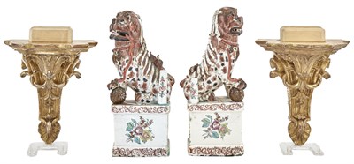 Lot 183 - Pair of Chinese Export Porcelain Fu Lions...