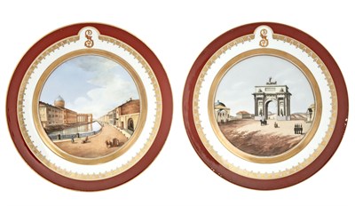 Lot 168 - Pair of Russian Porcelain Plates with Views...