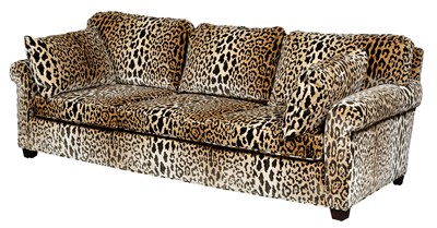 Lot 240 - Leopard Print Velvet-Upholstered Three-Cushion...