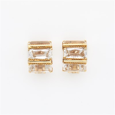 Lot 1298 - Gold and Quartz Earrings