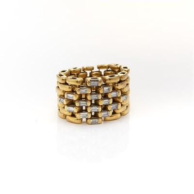 Lot 1215 - Gold and Diamond Flexible Link Ring