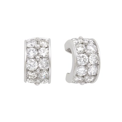 Lot 760 - Pair of White Gold and Diamond Huggie Earclips