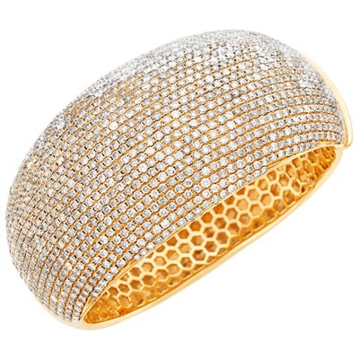 Lot 656 - Rose Gold, Diamond and Light Brown Diamond Cuff Bangle Bracelet