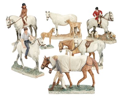 Lot 282 - Group of Seven Ceramic Horses and Riders...