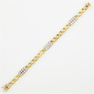 Lot 1063 - Gold and Diamond Curb Link Bracelet