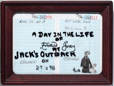 Lot 179 - [GOREY, EDWARD] Framed restaurant checks. Two...