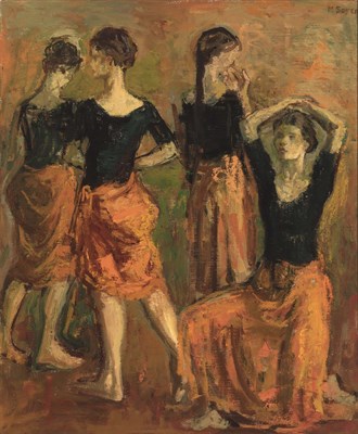 Lot 93 - Moses Soyer American, 1899-1974 Four Dancers...