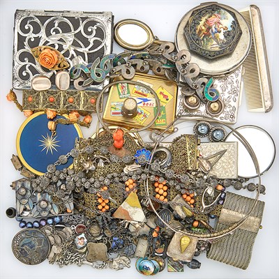 Lot 266 - Group of Silver and Metal Jewelry, Fragments and Accessories