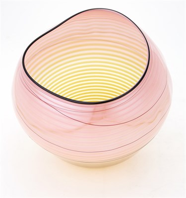 Lot 391 - Dale Chihuly Glass Coral Basket with Golden...
