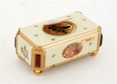 Lot 215 - Reuge Gilt-Metal and Enamel Singing Bird Box...