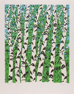 Lot 192 - Neil Welliver (1929-2005) WHITE BIRCHES Color...