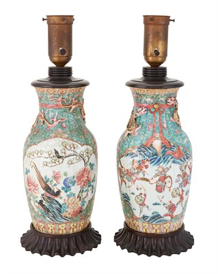 Lot 298 - Pair of Chinese Enamel-Decorated Vases Each of...