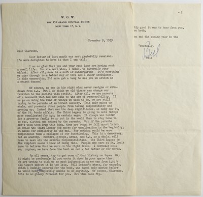 Lot 128 - WILSON, BILL Important typed letter signed to...