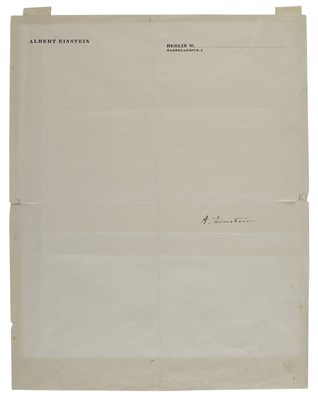 Lot 114 - EINSTEIN, ALBERT Typed letter signed.Single...