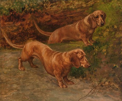 Lot 112 - Maud Earl British, 1863-1943 Dachshunds in a...
