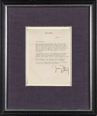 Lot 124 - STEWART, JIMMY Typed letter signed referencing...