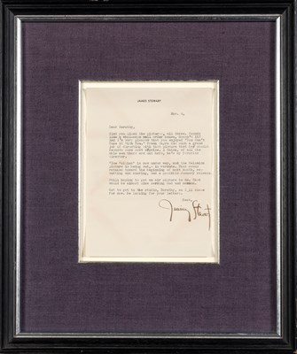 Lot 124 - STEWART, JIMMY Typed letter signed referencing...