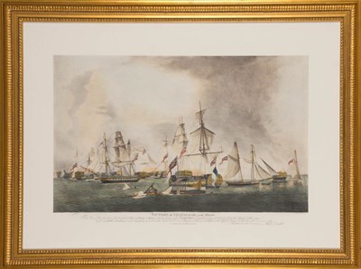 Lot 114 - After Robert Dodd BATTLE OF TRAFALGAR Two hand-...
