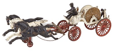 Lot 136 - Hose Wagon with Three Horses Cast Iron Hose...
