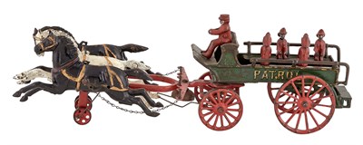 Lot 137 - Patrol Wagon with Three Horses Cast Iron Wagon...