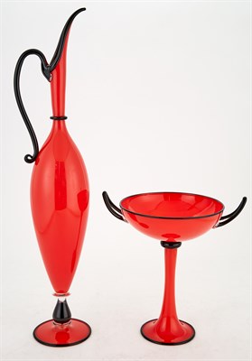 Lot 265 - Dante Marioni Blown Glass Red Pair 1994 Each...