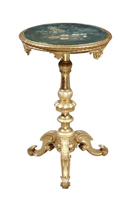 Lot 1020 - Victorian Giltwood and Embroidered Silk...