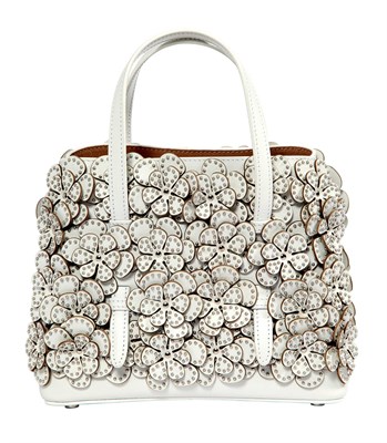 Lot 851 - Maison Alaia White Leather and Floral Embellished Top Handle Bag