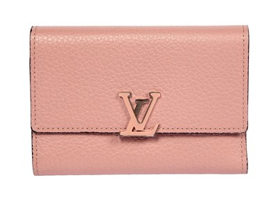 Lot 845 - Louis Vuitton Rose Ballerine Taurillon Leather Lockme II Wallet