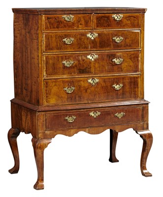 Lot 1092 - George II Inlaid Walnut Chest on Stand In two...