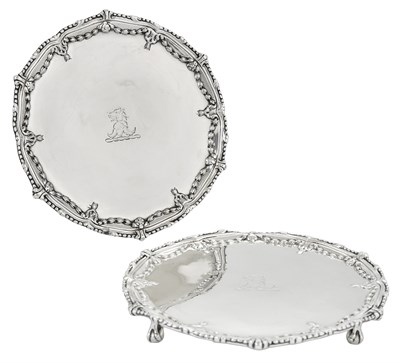 Lot 1013 - Pair of George III Sterling Silver Waiters...