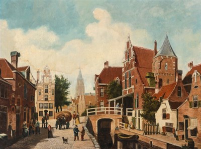 Lot 71 - Dutch School 19th Century A View Along a Canal...