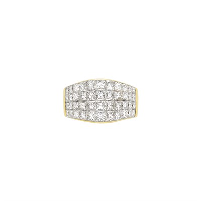 Lot 750 - Gold and Invisibly-Set Diamond Band Ring
