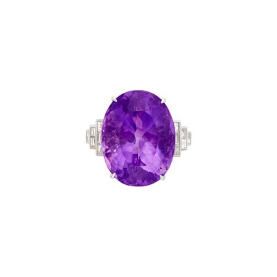 Lot 515 - Platinum, Amethyst and Diamond Ring
