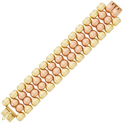 Lot 625 - Wide Two-Color Gold Bracelet