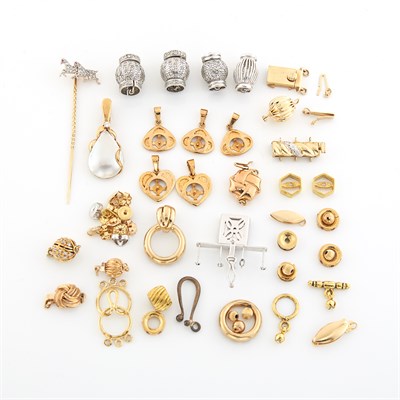 Lot 1699 - Group of Gold, Low Karat Gold and Metal Clasps and Fragments