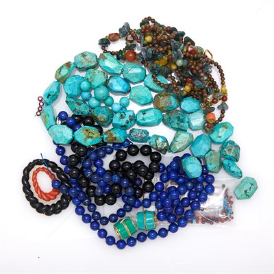 Lot 1821 - Group of Hardstone Bead Necklaces, Beads and Fragments