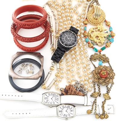 Lot 1818 - Group of Costume Jewelry and Wristwatches