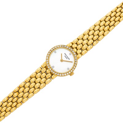 Lot 54 - Gold, Mother-of-Pearl and Diamond Wristwatch, Patek Philippe