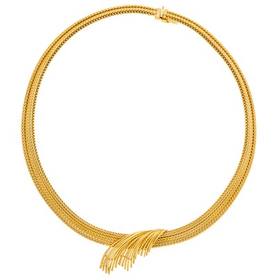 Lot 110 - Gold Braided Mesh Necklace