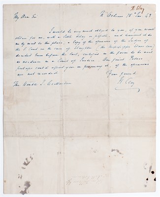 Lot 14 - CLAY, HENRY Autograph letter signed to John J....