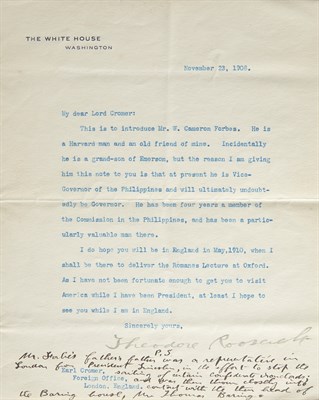 Lot 49 - ROOSEVELT, THEODORE Typed letter signed as...