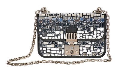 Lot 866 - Christian Dior Addict Black Leather Mirror Mosaic Flap Bag