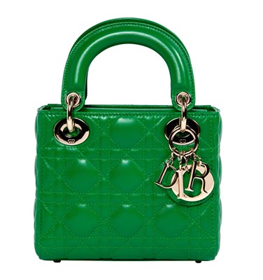 Lot 867 - Christian Dior Green Leather MINI Lady Dior Bag
