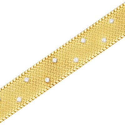 Lot 111 - George L'Enfant Gold and Diamond Mesh Bracelet, France