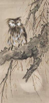 Lot 85 - Chinese School Hanging scroll Owl perched on a...