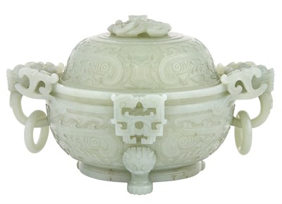 Lot 1073 - Chinese Celadon Jade Censer With Cover The...
