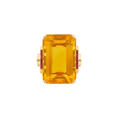 Lot 630 - Gold, Citrine and Ruby Ring